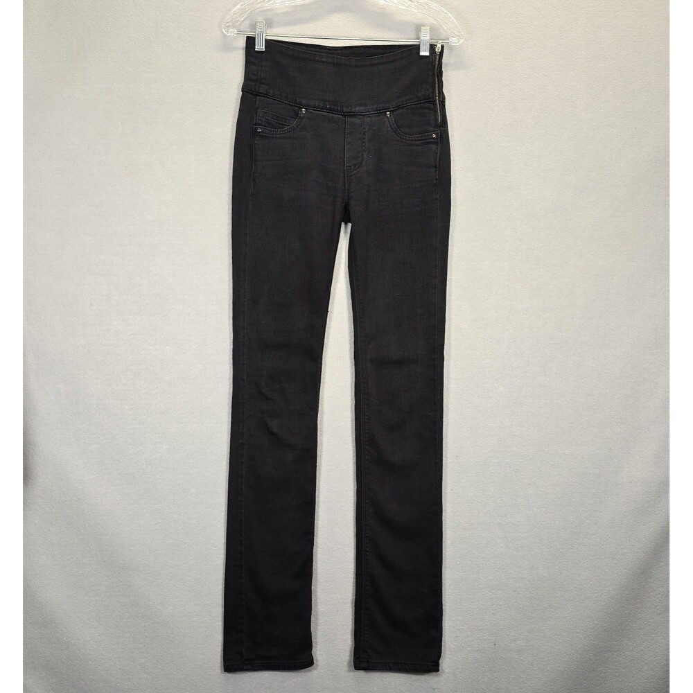 Spanx Women 24 The Signature Straight Jeans Dark Wash Stretch Denim Side Zip